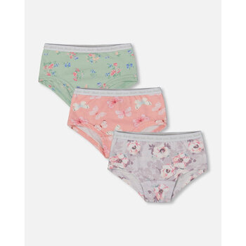 Deux Par Deux Printed Organic Cotton Boyshort Underwear (Pack Of 3) Multicolored (2-3Y/8-10Y)