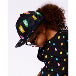 Deux Par Deux Casquette imprimée noir avec jujubes multicolores (6-24m/3-6ans)