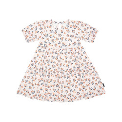 Belan . J Short Sleeves Tiered Dress - Peachy Blossom