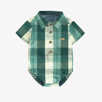 Souris Mini Cache-couche chemise vert et turquoise à carreaux (0-3m/12-18m)