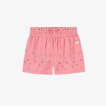 Souris Mini Pink short with openwork flower embroidery (6-9m/2-3ans)