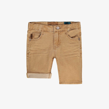 Souris Mini Short jaune ocre effet usé en denim extensible (3-10ans)