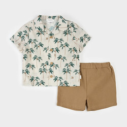 Petit Lem Ensemble chemise et shorts à imprimé palmiers  (3/24m)