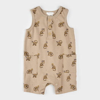 Petit Lem Monkey Print Sleeveless Romper (3/24m)