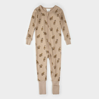Petit Lem Monkey Print on Tan Convertible Sleeper (12/24m)