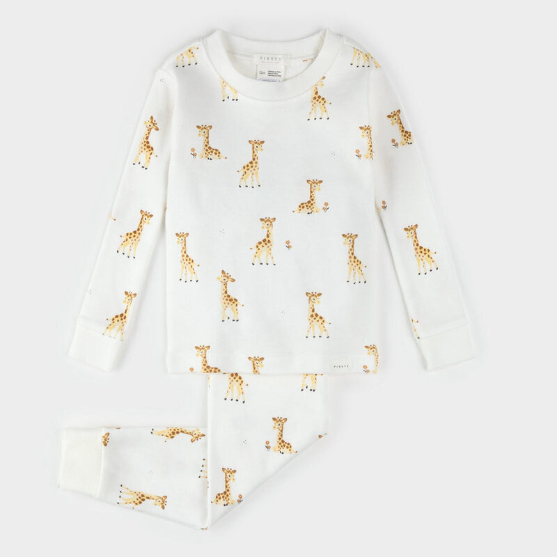 Petit Lem Ensemble pyjama côtelé blanc à imprimé girafes pour bébé (12/24m)