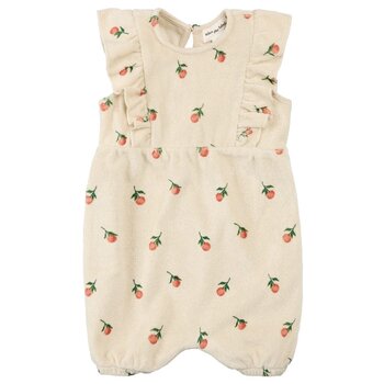 Miles the label Orange print terry romper (3/24m)