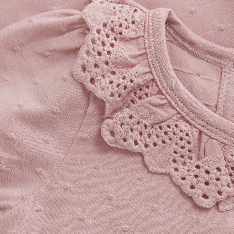 En-fant lace onesie - old pink  (3-24m)
