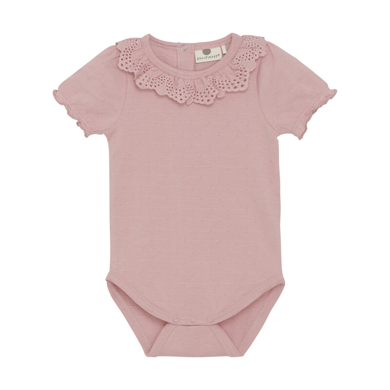 En-fant lace onesie - old pink  (3-24m)