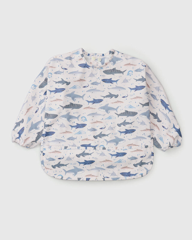 Loulou Lollipop Long Sleeve Bib - Smiley Sharks