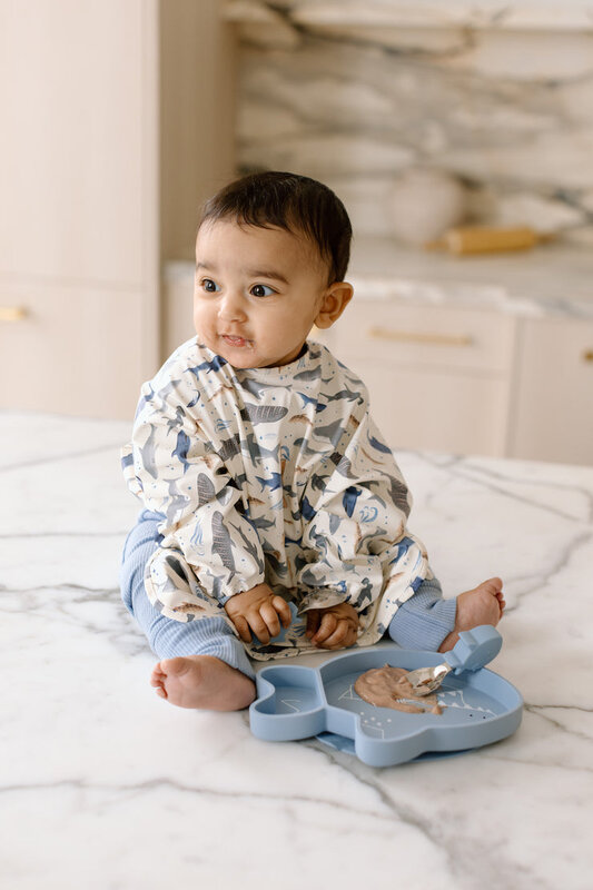 Loulou Lollipop Long Sleeve Bib - Smiley Sharks