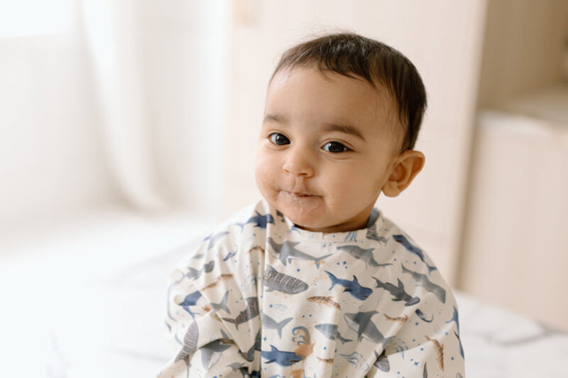 Loulou Lollipop Long Sleeve Bib - Smiley Sharks