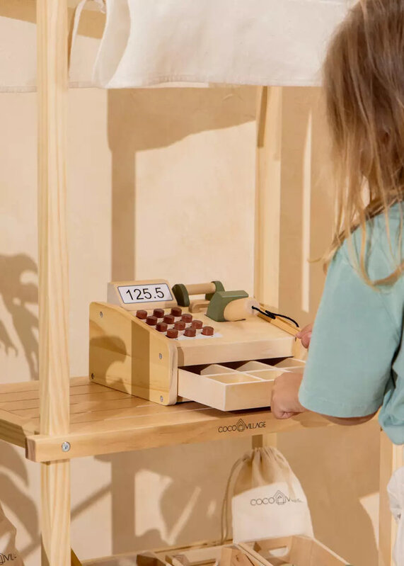 Coco Village Caisse enregistreuse en bois (3+)