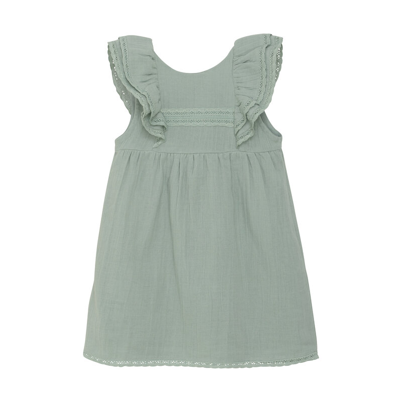 En-fant Robe à volants avec bouton avant en mousseline - Sage  (2-10ans)