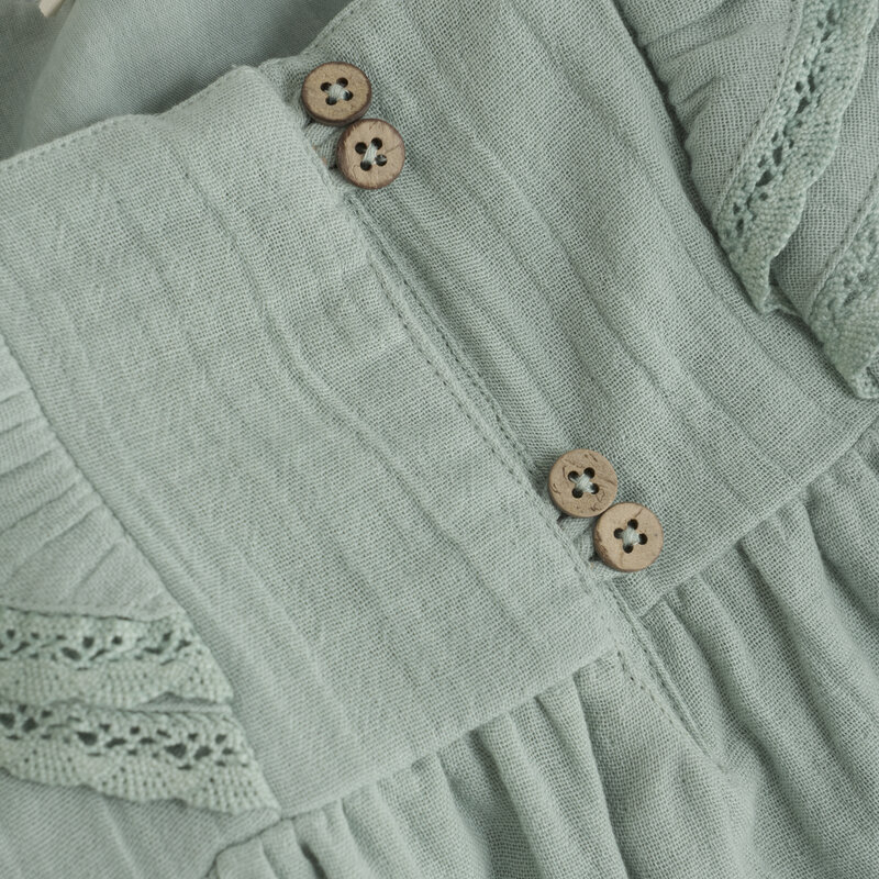 En-fant Robe à volants avec bouton avant en mousseline - Sage  (2-10ans)
