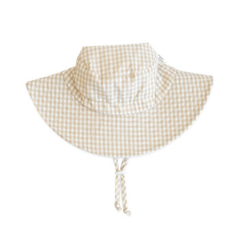 Petit Coulou Chapeau soleil - Gingham (crème et beige) 0-6 mois