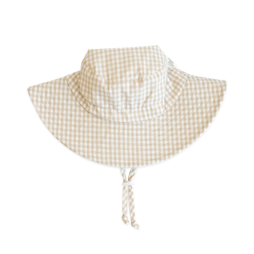 Petit Coulou Chapeau soleil - Gingham (crème et beige) 0-6 mois