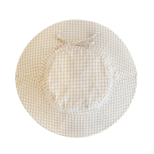 Petit Coulou Chapeau soleil - Gingham (crème et beige) 0-6 mois