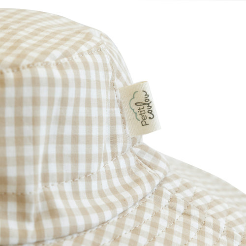 Petit Coulou Chapeau soleil - Gingham (crème et beige) 0-6 mois