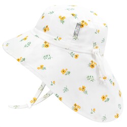 Jan&Jul Coton sun hat - Yellow Flower (0-6m/2-5y)