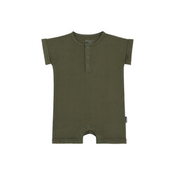 Belan . J Ribbed Bamboo Short Sleeve Shortall Romper - Forest Green