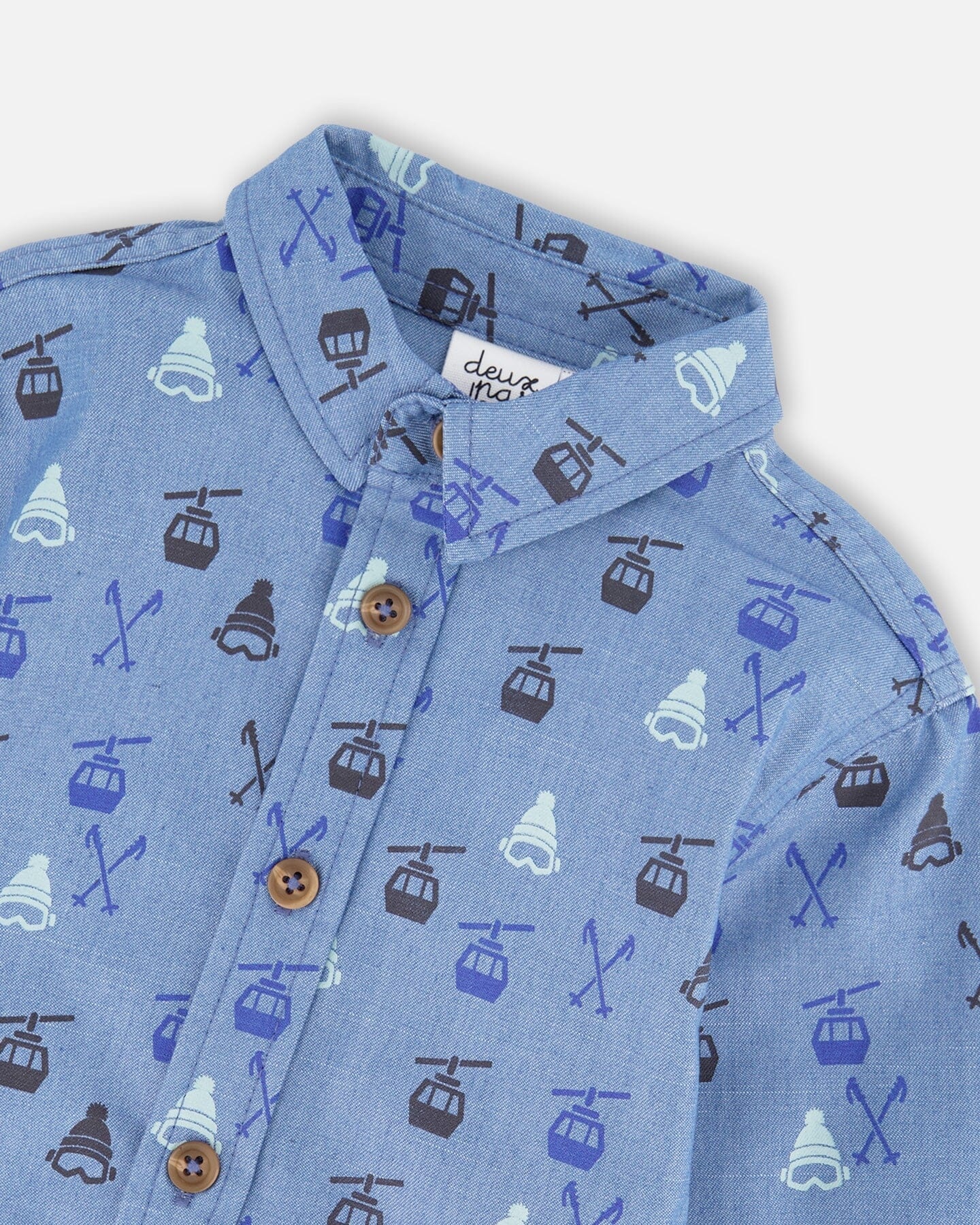 Deux Par Deux Chemise à manches longues en denim bleu (2ans/6ans)