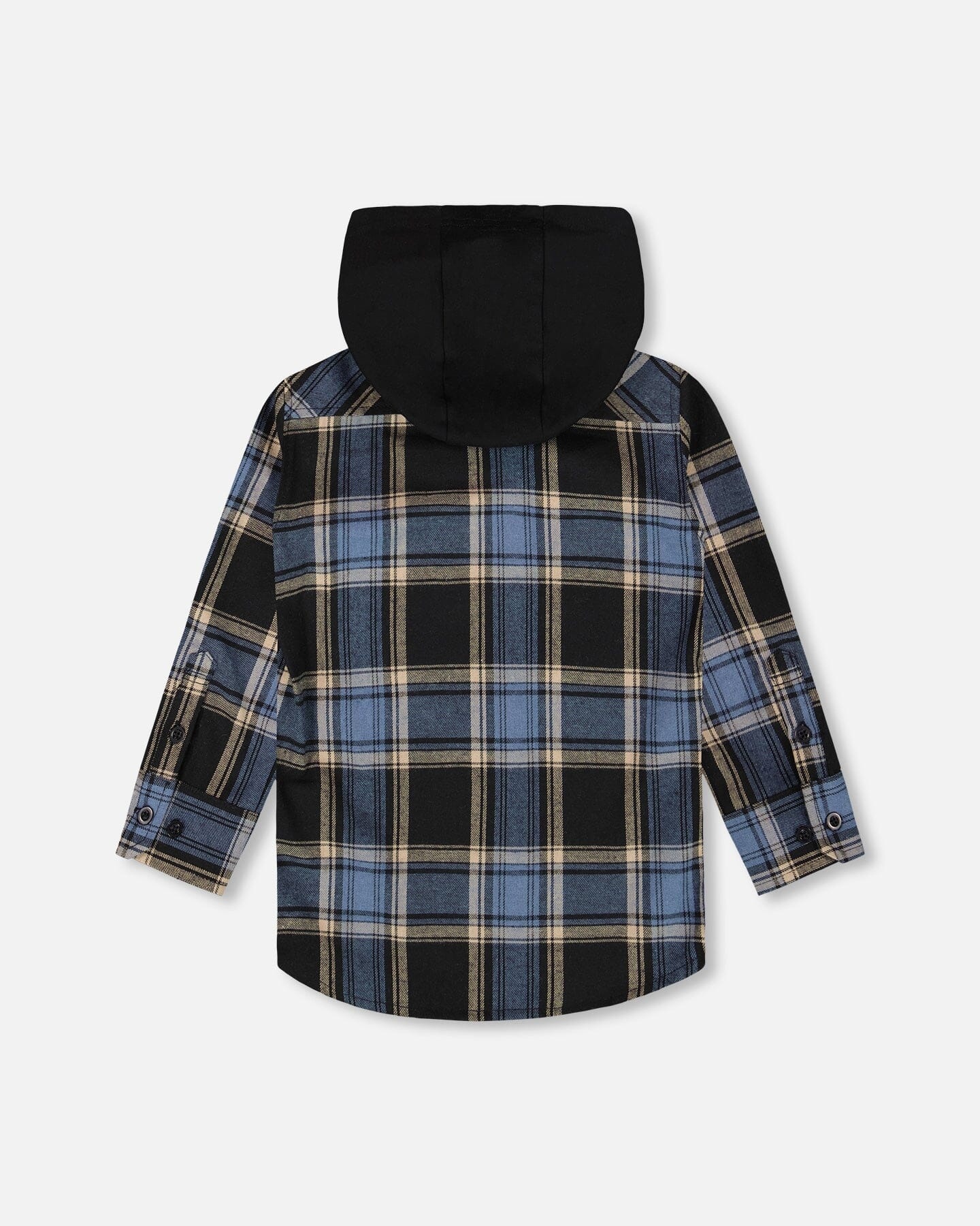 Deux Par Deux Chemise en flanelle à manches longues avec capuchon bleu et noir (2ans/8ans)
