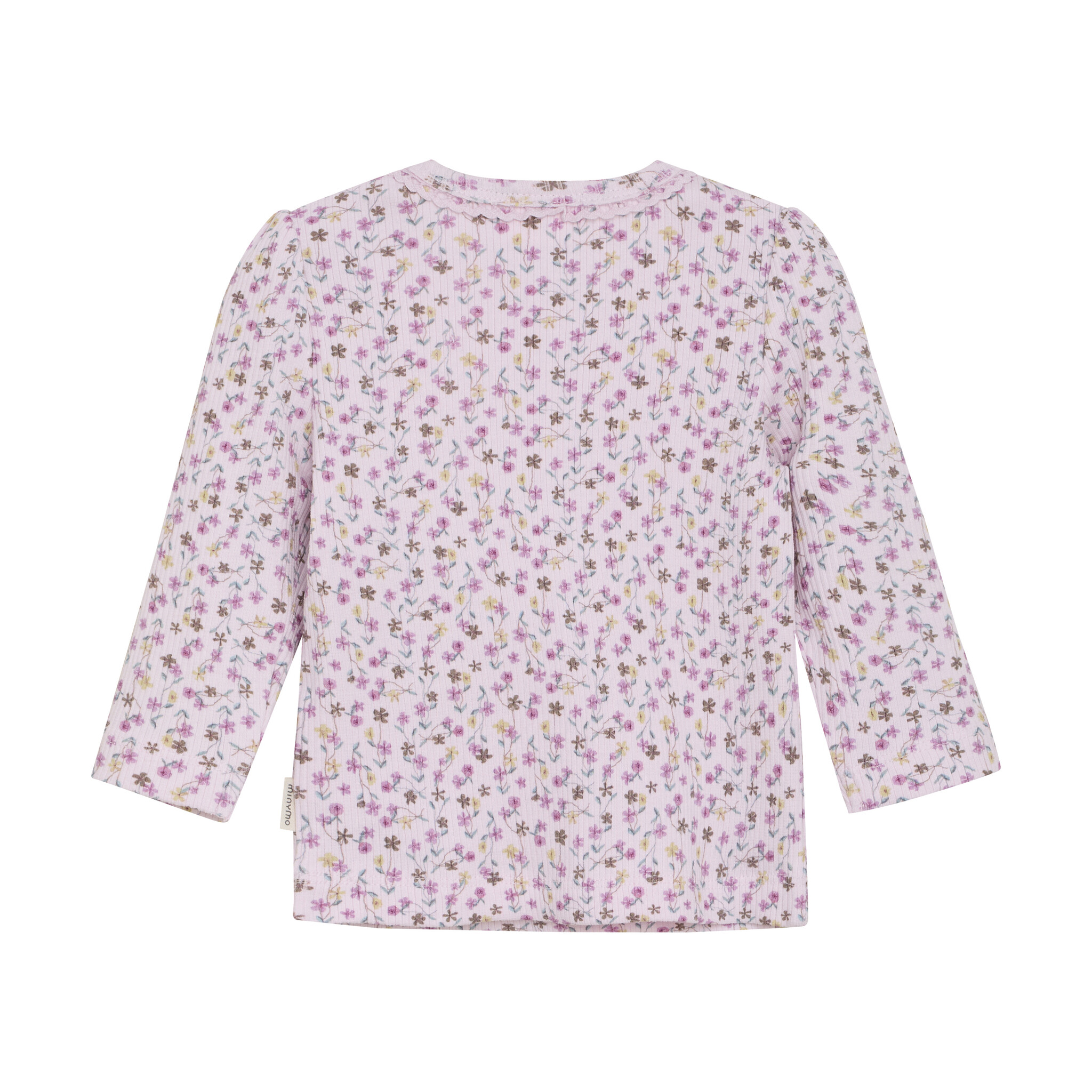 minymo T-shirt à manches longues côtelé fleuris - Rose (12m/24m)