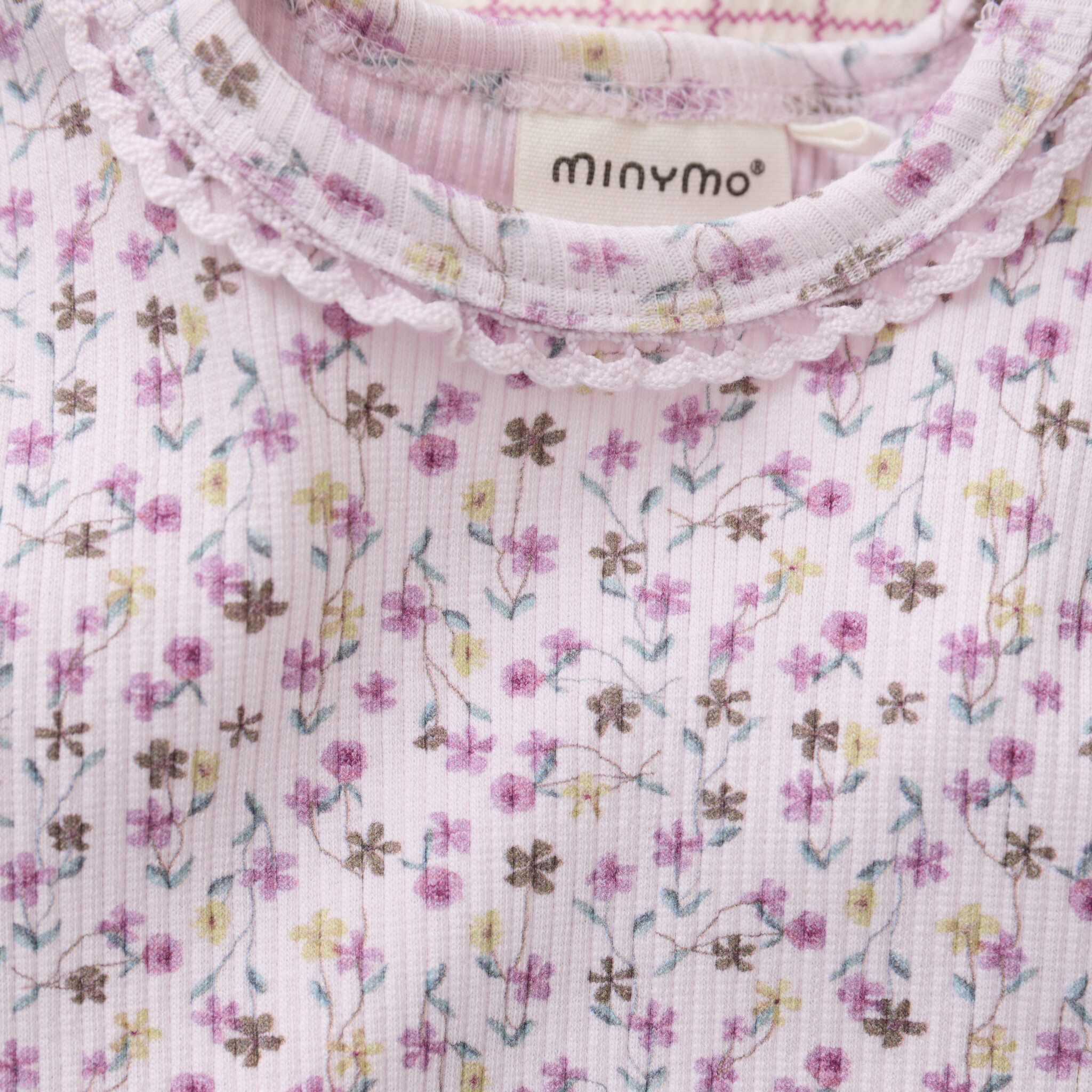 minymo T-shirt à manches longues côtelé fleuris - Rose (12m/24m)