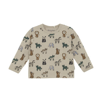 minymo T-shirt à manches longues imprimés d'animaux - Beige (12m/24m)