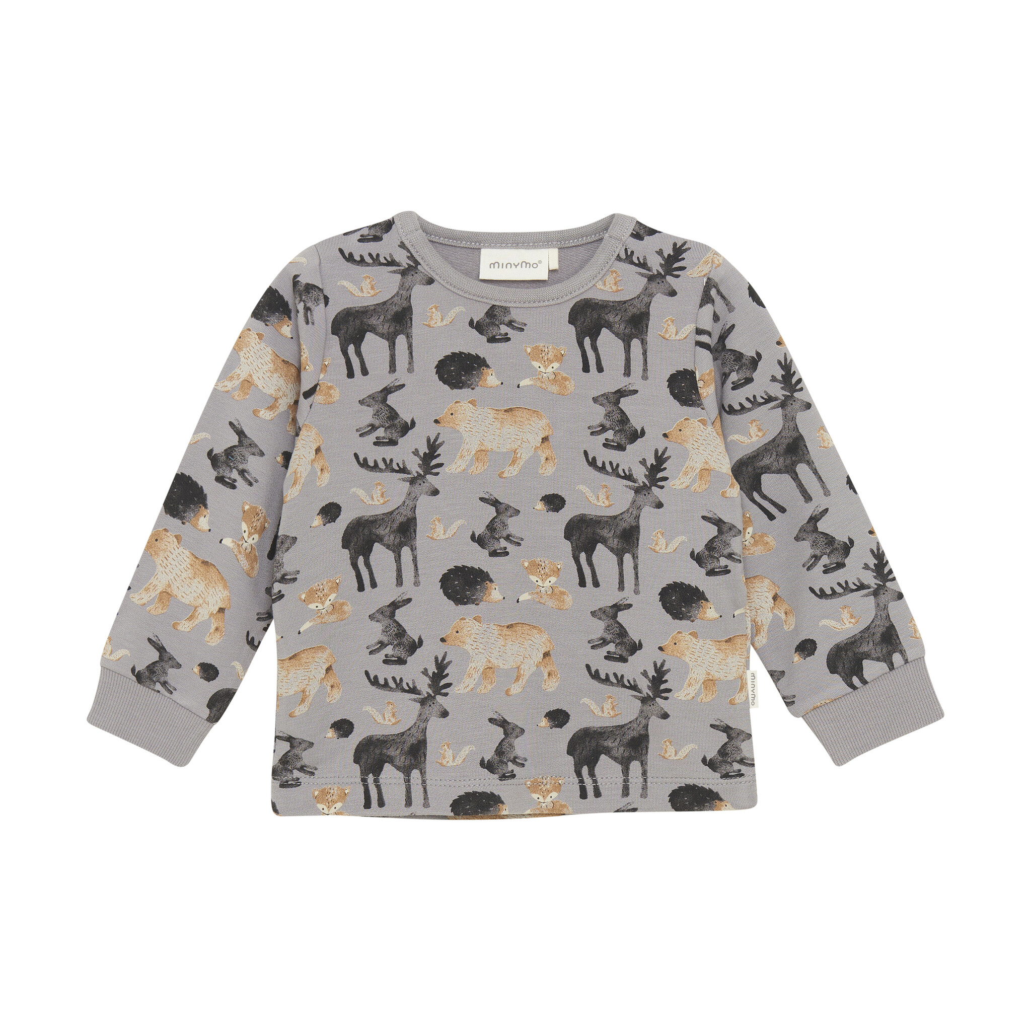 minymo T-shirt à manche longue animaux de la forêt - Gris (12m/24m)