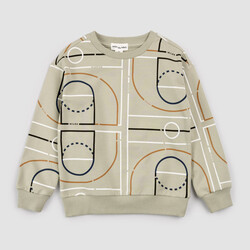 Miles the label Gymnasium Print on Stone Sweatshirt - Green Dusty (2y/8y)