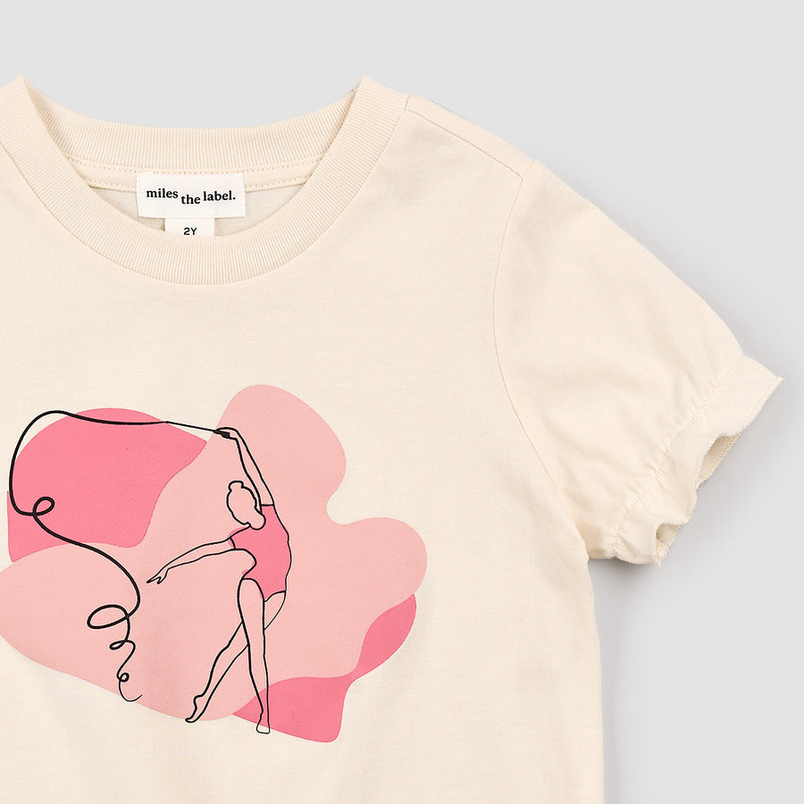 Miles the label T-Shirt blanc à imprimé de rubban (2ans/6ans)