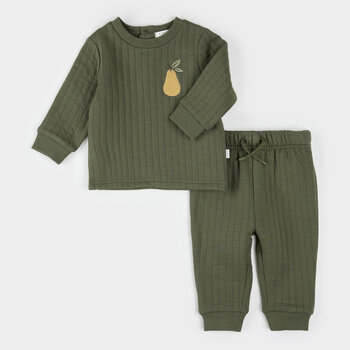 Petit Lem Ensemble matelassé vert à imprimé de poire (3m/24m)