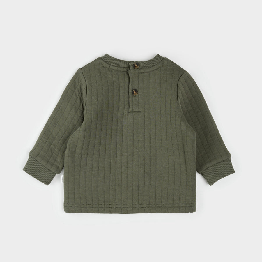 Petit Lem Pear Print on Fall Green Quilted Set (3m/24m)