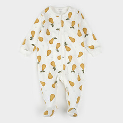 Petit Lem Pear Print on Off-White Sleeper (NB/24m)