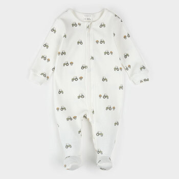 Petit Lem Pear Picking Truck Print on Off-White Sleeper (NB/24m)