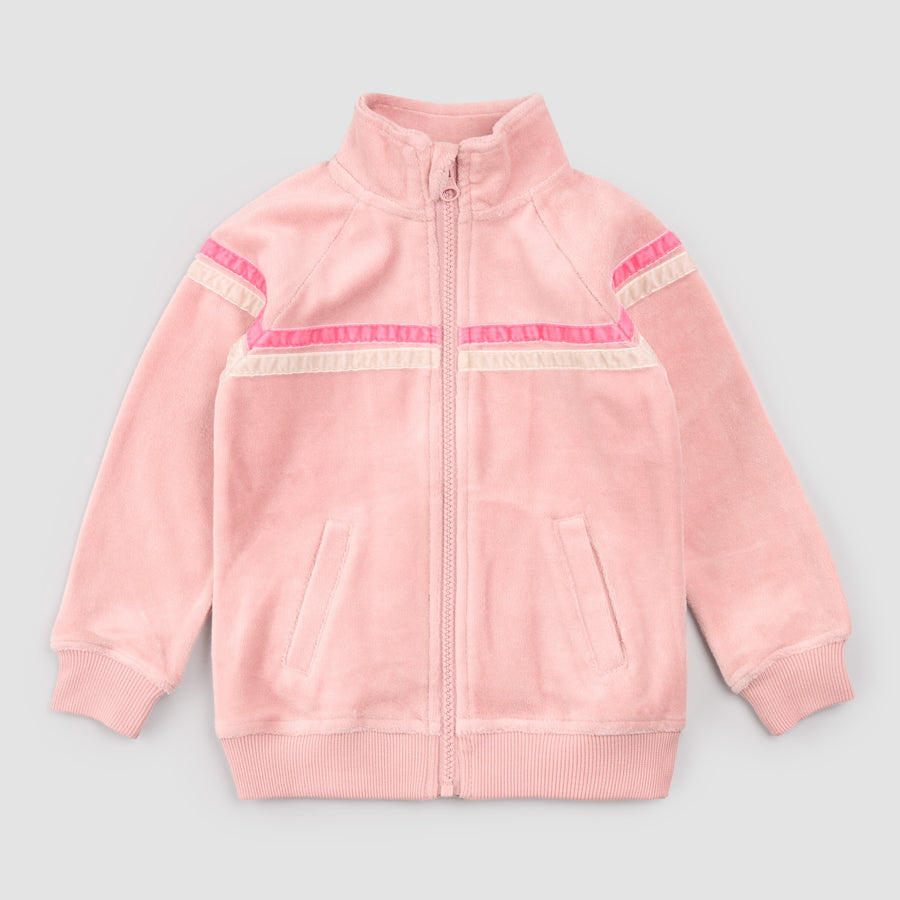 Miles the label Veste velour rose avec rayure rétro (2ans/6ans)