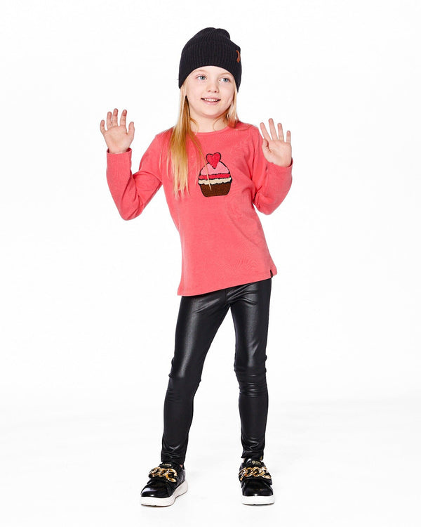 Deux Par Deux T-shirt en coton biologique corail avec cupcake (2ans/6ans)