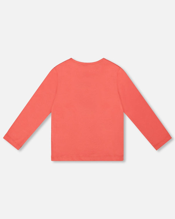 Deux Par Deux T-shirt en coton biologique corail avec cupcake (2ans/6ans)