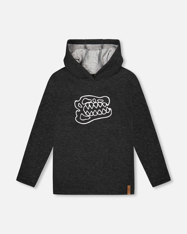 Deux Par Deux Long Sleeve Super Soft Brushed Jersey Hooded Tee Black (4y/7y)