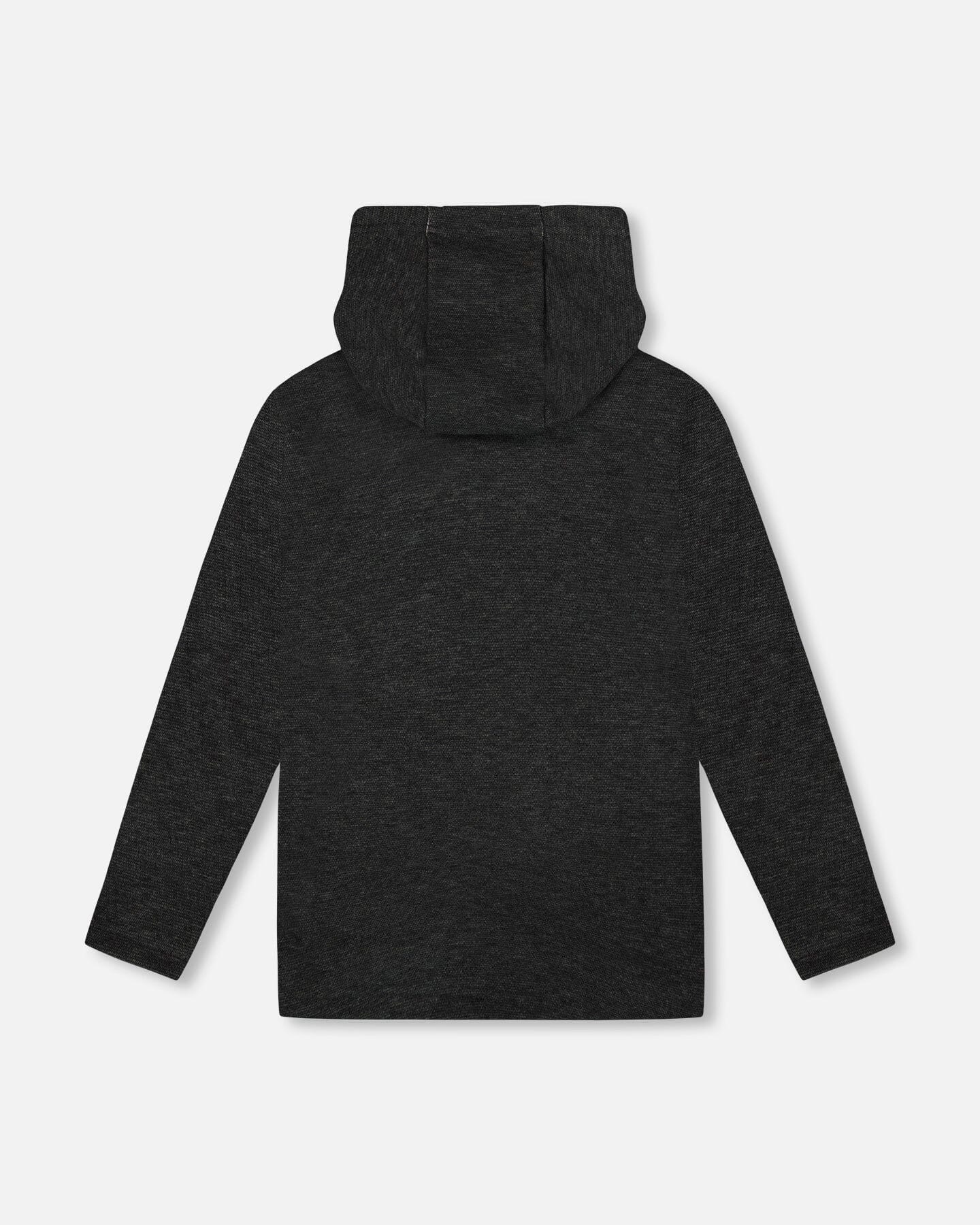 Deux Par Deux Long Sleeve Super Soft Brushed Jersey Hooded Tee Black (4y/7y)