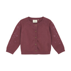 En-fant Cardigan en tricot avec broderie de fleurs - Roan Rouge (3m/24m)