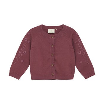 En-fant Cardigan en tricot avec broderie de fleurs - Roan Rouge (3m/24m)