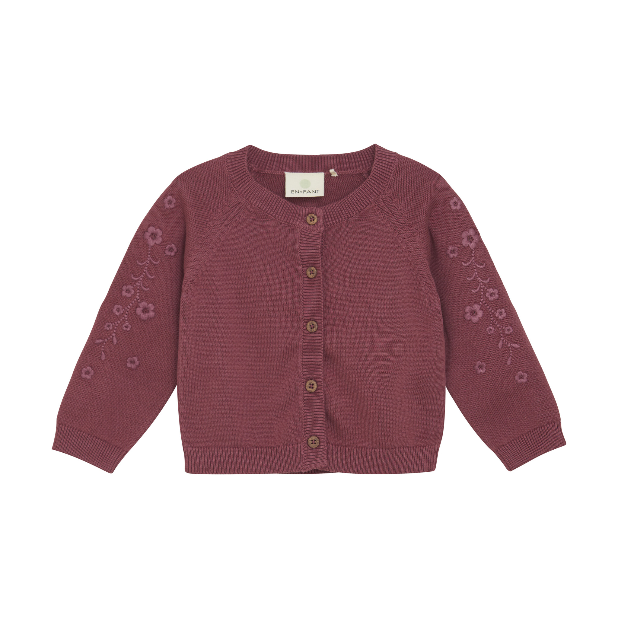 En-fant Cardigan en tricot avec broderie de fleurs - Roan Rouge (3m/24m)
