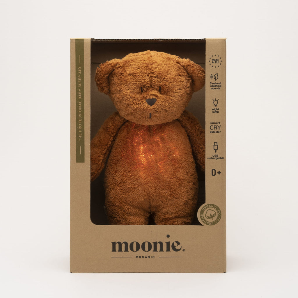 Moonie Peluche sonore et veilleuse 2.0 - Ourson Caramel