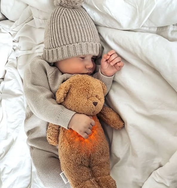 Moonie Peluche sonore et veilleuse 2.0 - Ourson Caramel