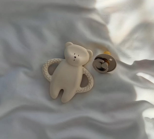 Moonie Bear Natural Rubber Teether - Cappuccino