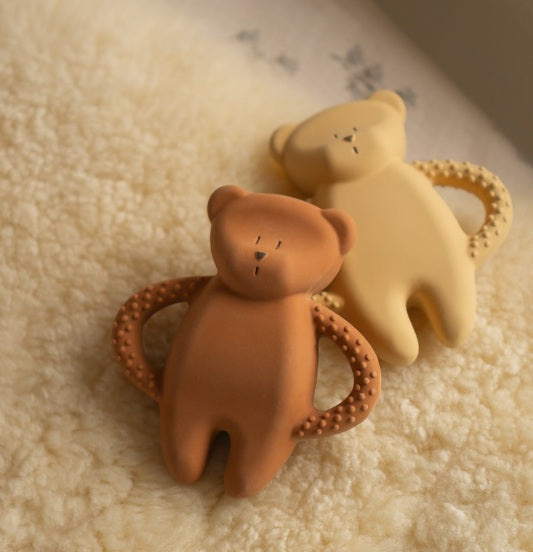 Moonie Bear Natural Rubber Teether - Cappuccino