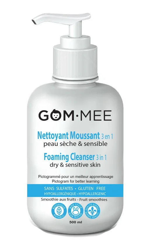 Gom-Mee Nettoyant moussant 3 en 1 pour enfants (bain-douche-cheveux) Smoothie au fruits 500ml